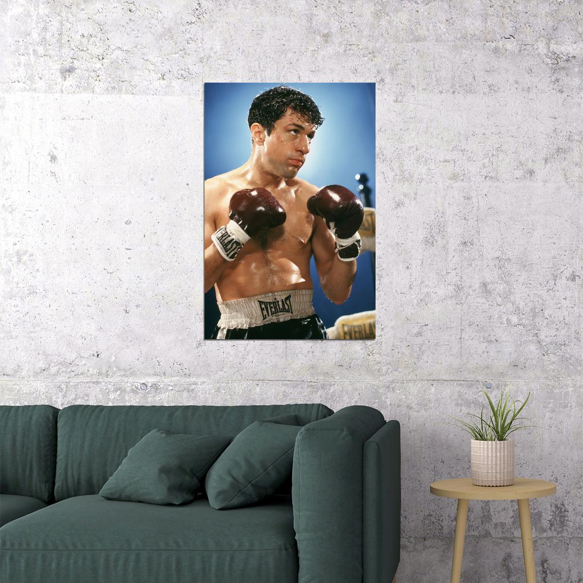 Robert De Niro Raging Bull 1980 Movie Poster Iconic Jake LaMotta Boxing Champion Classic Film Wall Art Print