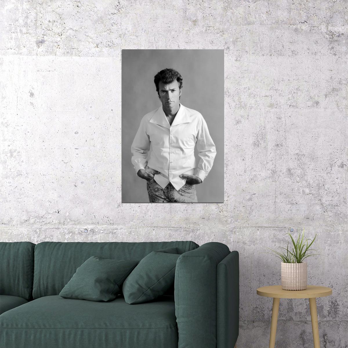 Clint Eastwood 1969 Portrait Classic Hollywood Legend Black and White Timeless Wall Art Print