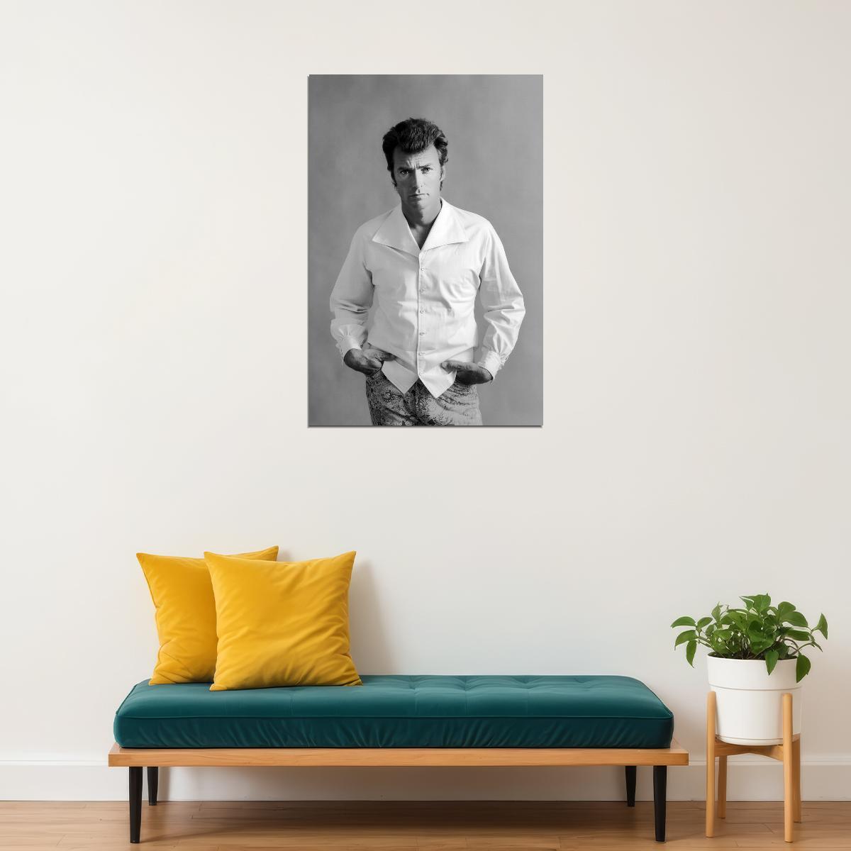 Clint Eastwood 1969 Portrait Classic Hollywood Legend Black and White Timeless Wall Art Print