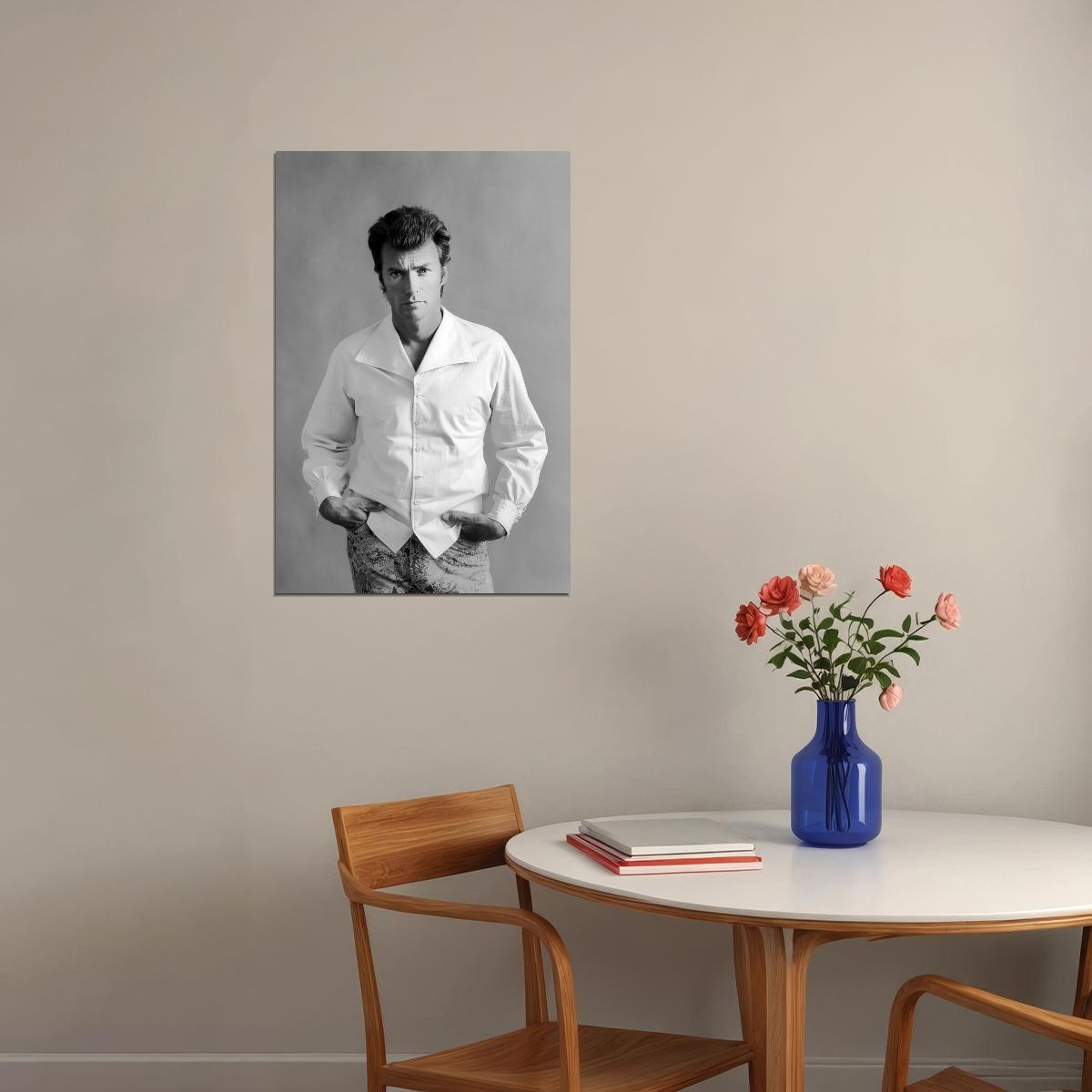 Clint Eastwood 1969 Portrait Classic Hollywood Legend Black and White Timeless Wall Art Print