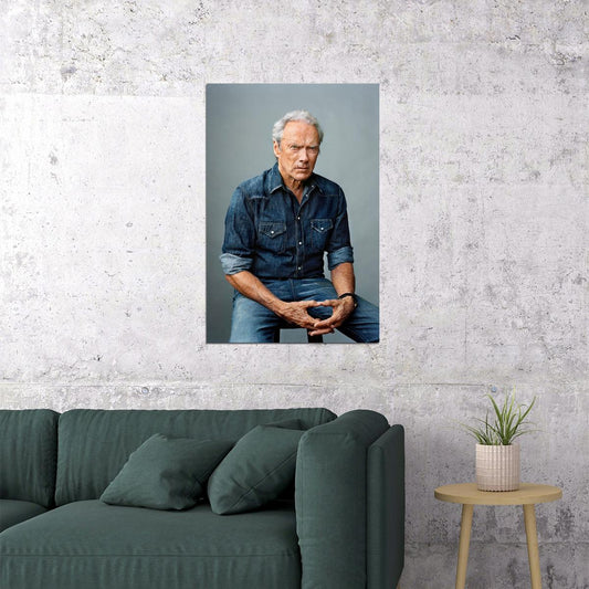 Clint Eastwood Modern Portrait Legendary Actor and Director Hollywood Timeless Icon Wall Art Print - xonomax