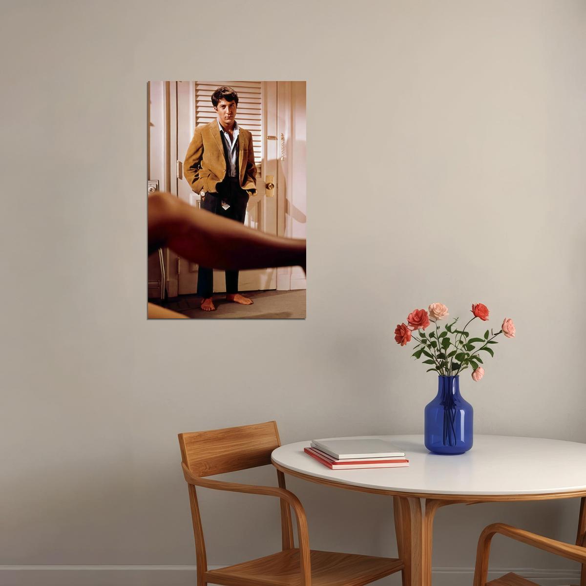 Dustin Hoffman The Graduate 1967 Movie Poster Benjamin Braddock Famous Seduction Scene Hollywood Classic Film Wall Art Print - xonomax