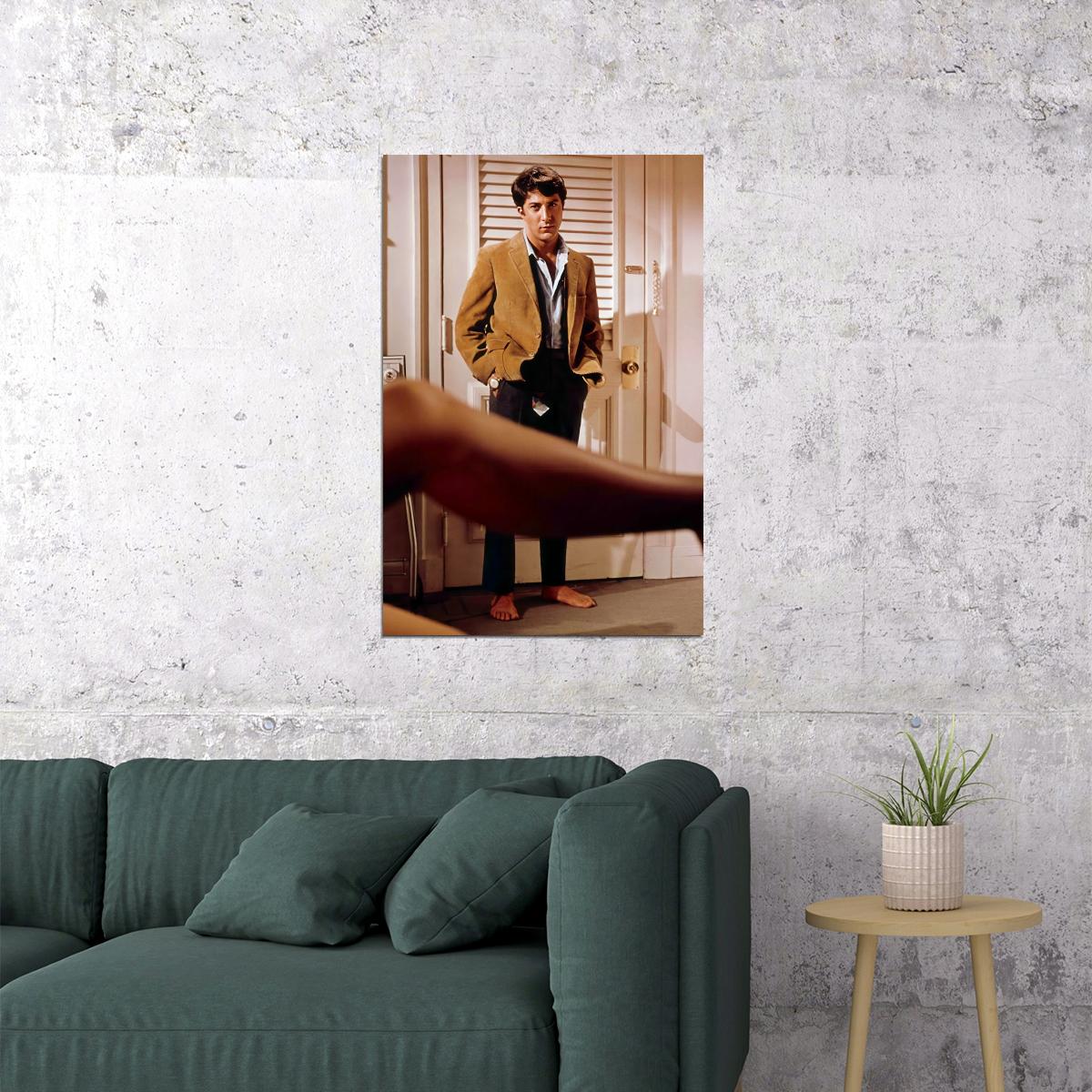 Dustin Hoffman The Graduate 1967 Movie Poster Benjamin Braddock Famous Seduction Scene Hollywood Classic Film Wall Art Print - xonomax