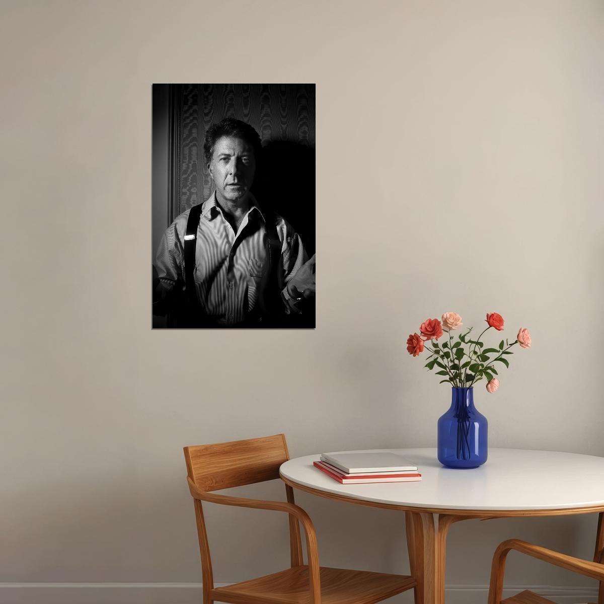 Dustin Hoffman Modern Black and White Portrait Poster Iconic Hollywood Legend Timeless Wall Art Print - xonomax
