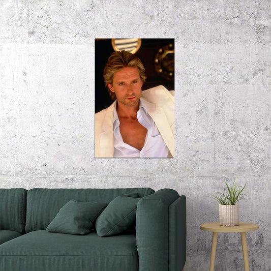 Michael Douglas Poster Classic 1980s Portrait Iconic Hollywood Star Timeless Style Wall Art Print - xonomax