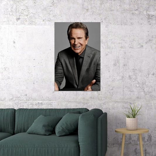 Warren Beatty Modern Portrait Poster Hollywood Legend Timeless Wall Art Print - xonomax