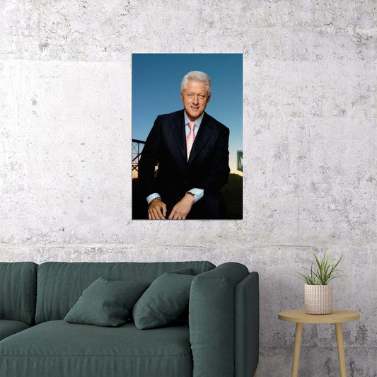 Bill Clinton Modern Portrait Poster Former US President Global Statesman Wall Art Print - xonomax