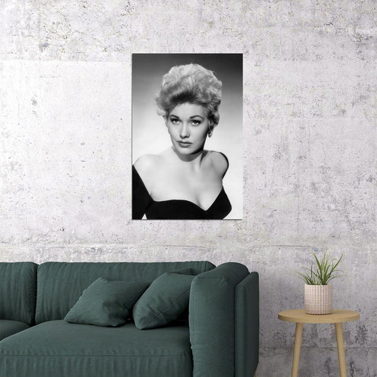Kim Novak Poster Classic 1950s Hollywood Glamour Portrait Black and White Timeless Beauty Wall Art Print - xonomax