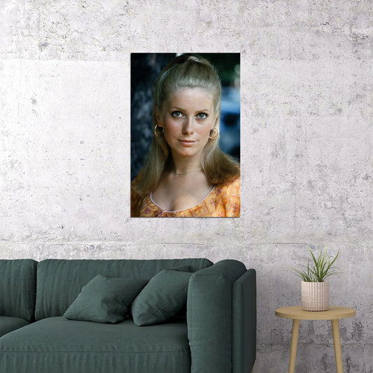 Catherine Deneuve Actress Poster 1970s Color Portrait French Cinema Icon Timeless Elegance Wall Art Print - xonomax