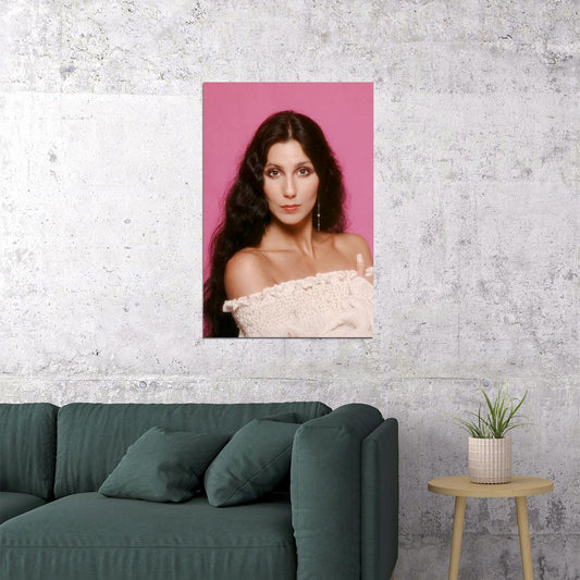 Cher 1970s Iconic Portrait Poster Retro Pop Culture Legend Print Famous Singer Wall Art - xonomax