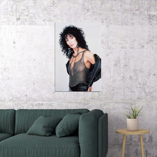 Cher Iconic 1980s Rock Fashion Poster Music Legend Print Famous Singer Wall Art - xonomax
