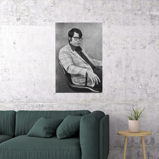 Stephen King 1970s Classic Author Portrait Horror Literature Icon Vintage Black and White Wall Art Print - xonomax