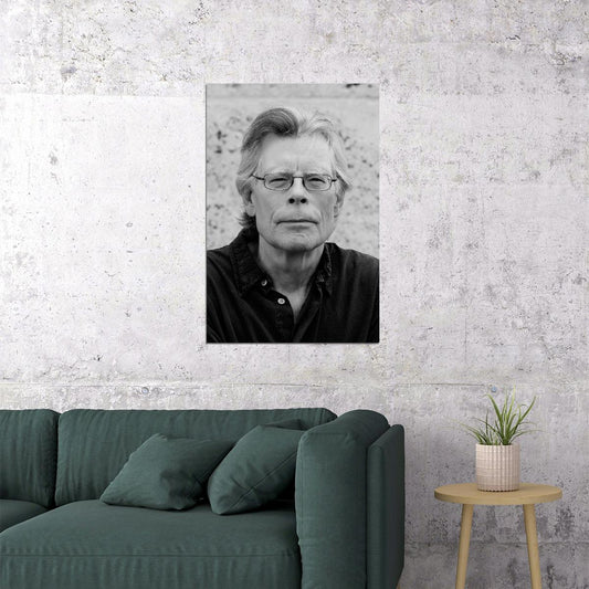 Stephen King Reflective Modern Portrait Legendary Horror Fiction Author Wall Art Print - xonomax