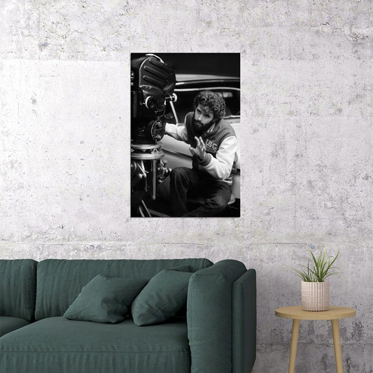 George Lucas Young Director Behind the Camera Early Filmmaking Portrait Legendary Filmmaker Wall Art Print - xonomax