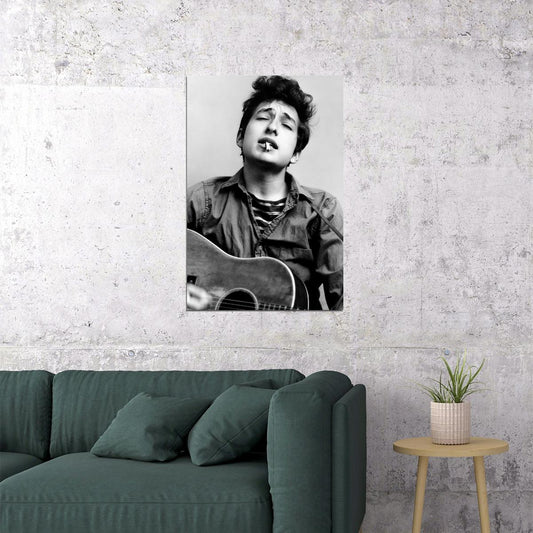 Bob Dylan Black And White Portrait Poster Folk Rock Icon Photo Print - xonomax