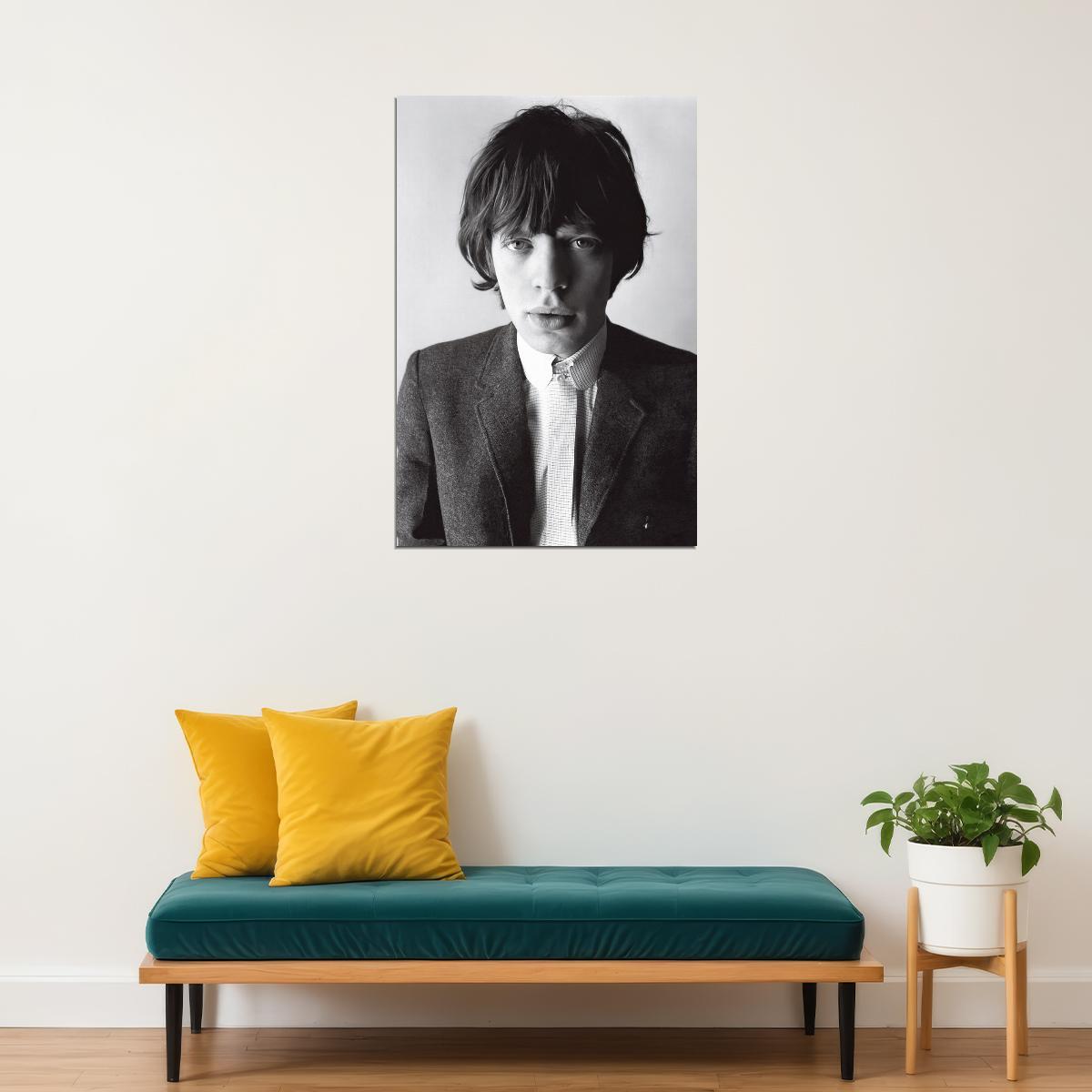 Mick Jagger Young Portrait Poster Rock And Roll Music Legend Wall Art - xonomax