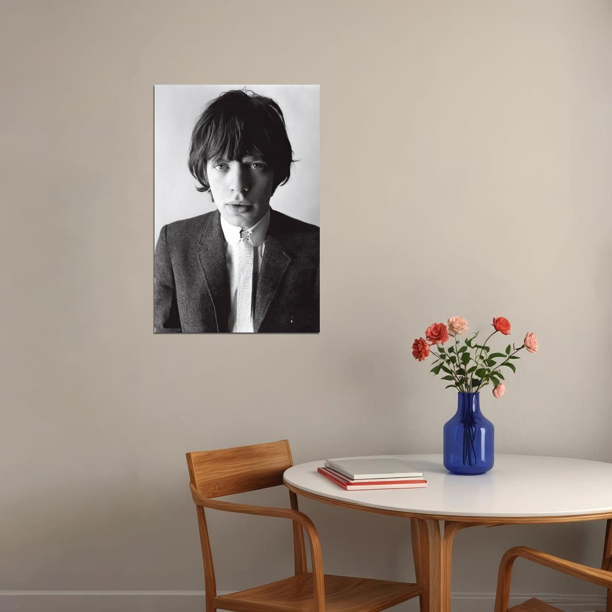 Mick Jagger Young Portrait Poster Rock And Roll Music Legend Wall Art - xonomax