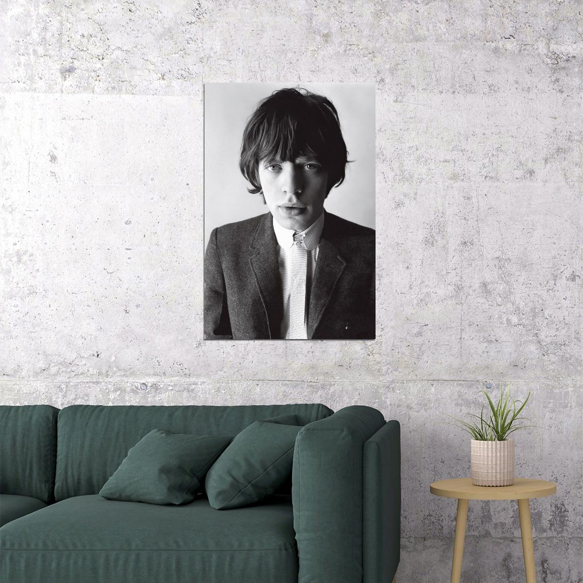 Mick Jagger Young Portrait Poster Rock And Roll Music Legend Wall Art - xonomax