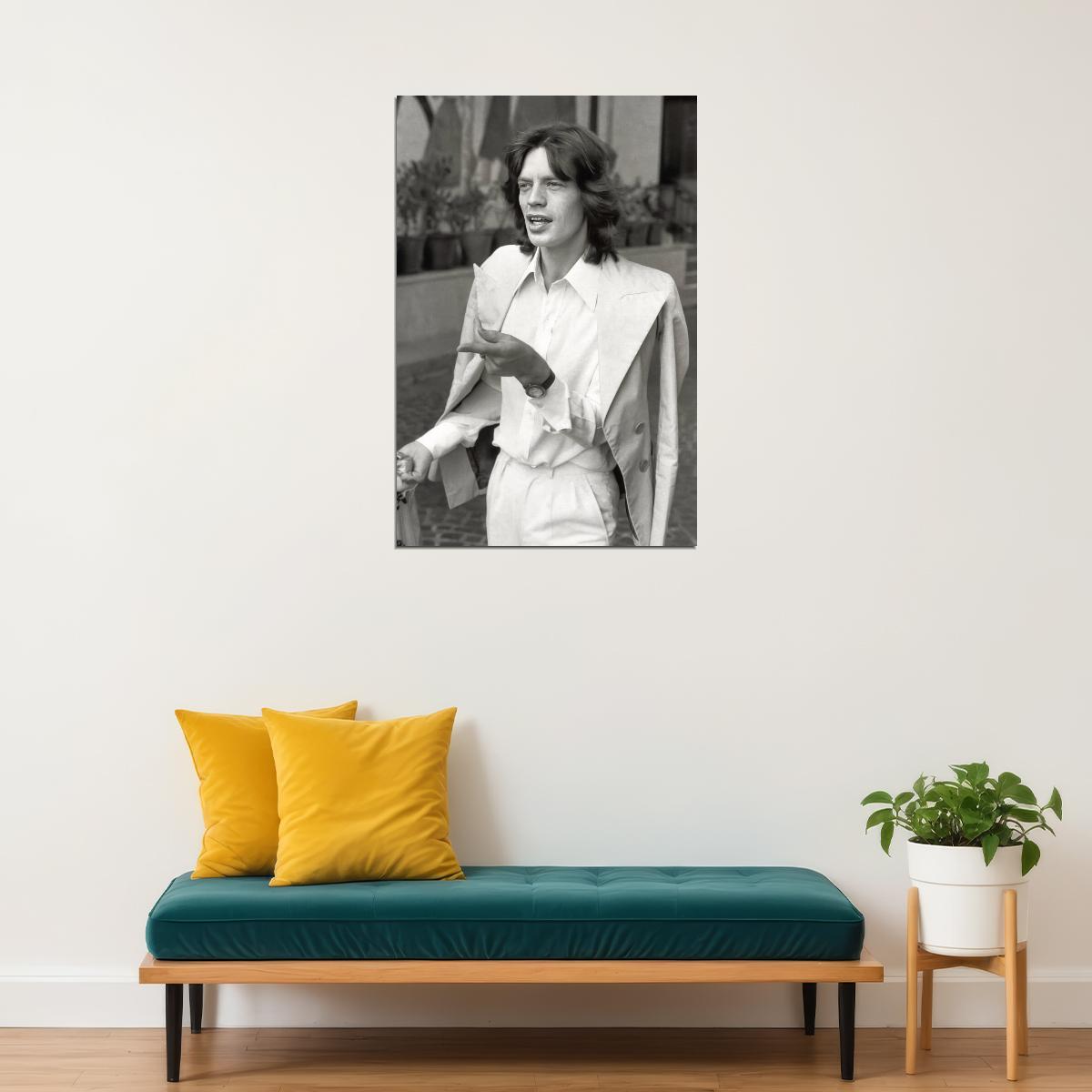 Mick Jagger Vintage 1970s Photo Poster Iconic Rock Star Print - xonomax