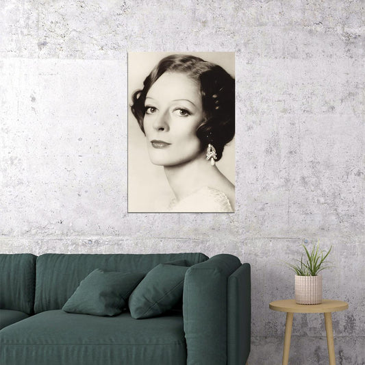 Maggie Smith Black And White Classic Portrait Poster 1960s Vintage Hollywood Icon Wall Art Print - xonomax