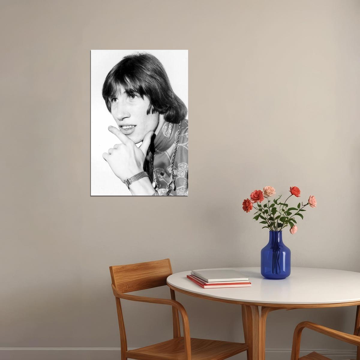 Roger Waters Young Black And White Poster Legendary Bassist Photo Print 1970s Vintage Music Icon Wall Art Old Hollywood Aesthetic Wall Decor