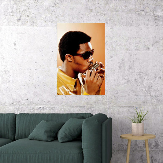 Stevie Wonder 80s Poster Legendary Musician Vintage 1980s Portrait Soul Music Icon Wall Art Print Old Hollywood Aesthetic Wall Decor - xonomax