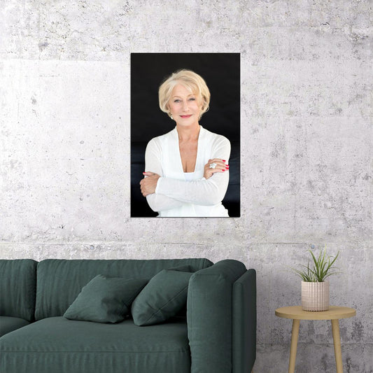 Helen Mirren Black And White Portrait Poster Timeless British Film Star Classic Elegance Legendary Actress Fashion Icon Wall Art Print Old Hollywood Aesthetic Wall Decor - xonomax
