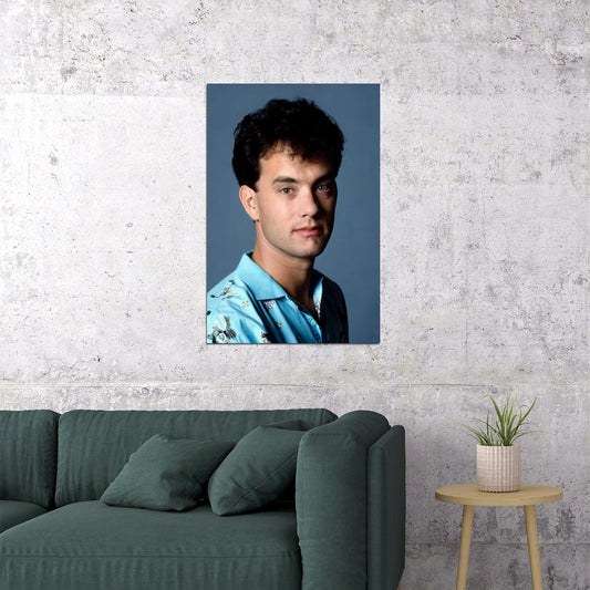 Tom Hanks Young Portrait Poster 1980s Hollywood Star Early Career Classic Actor Wall Art Print Old Hollywood Aesthetic Wall Decor - xonomax