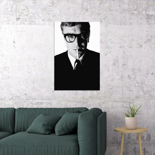 Michael Caine Classic Black And White Portrait Poster Legendary British Actor 1960s Vintage Hollywood Film Star Wall Art Print Old Hollywood Aesthetic Wall Decor - xonomax