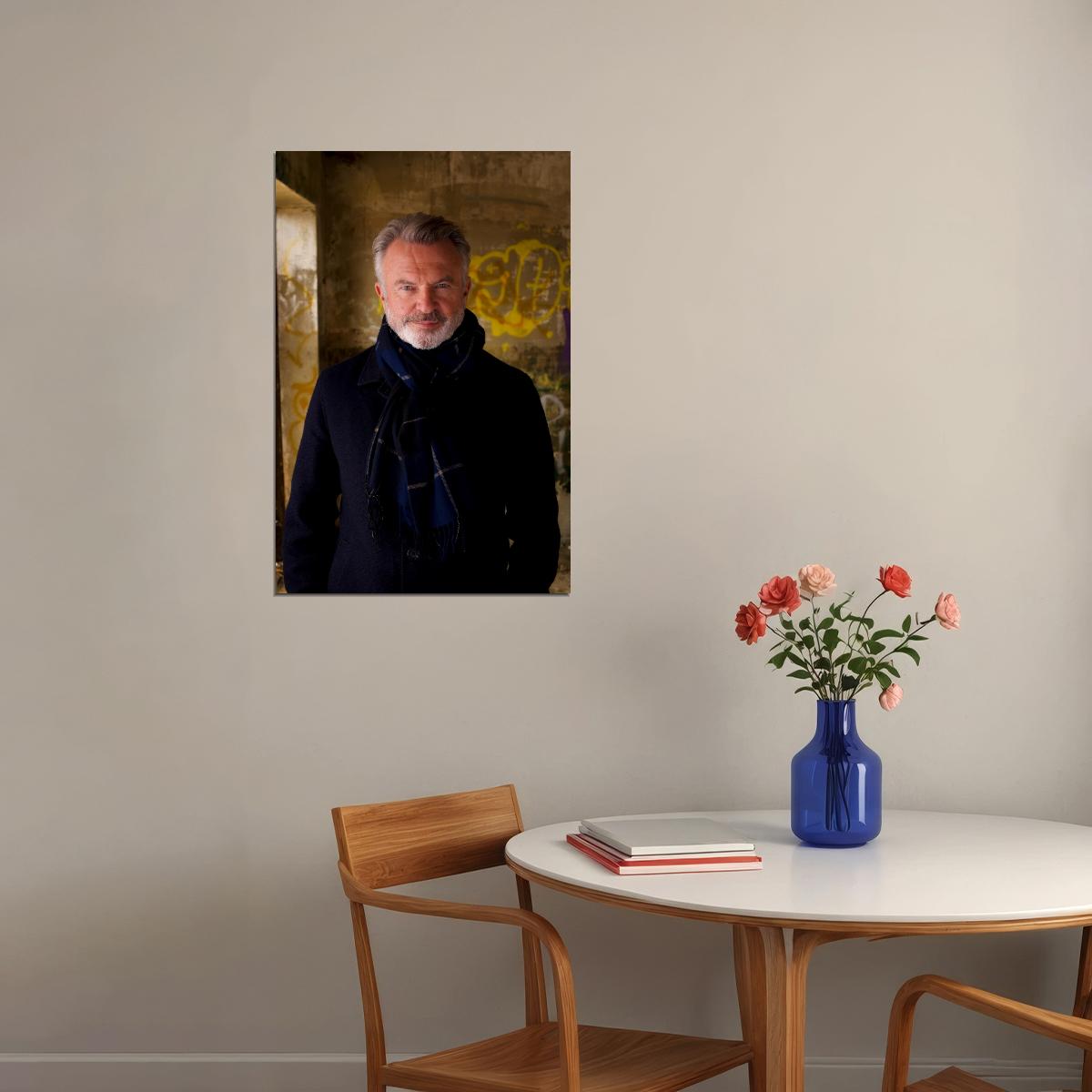 Sam Neill Modern Portrait Poster Recent Photo Legendary Actor Classic Cinema Icon Wall Art Print Old Hollywood Aesthetic Wall Decor