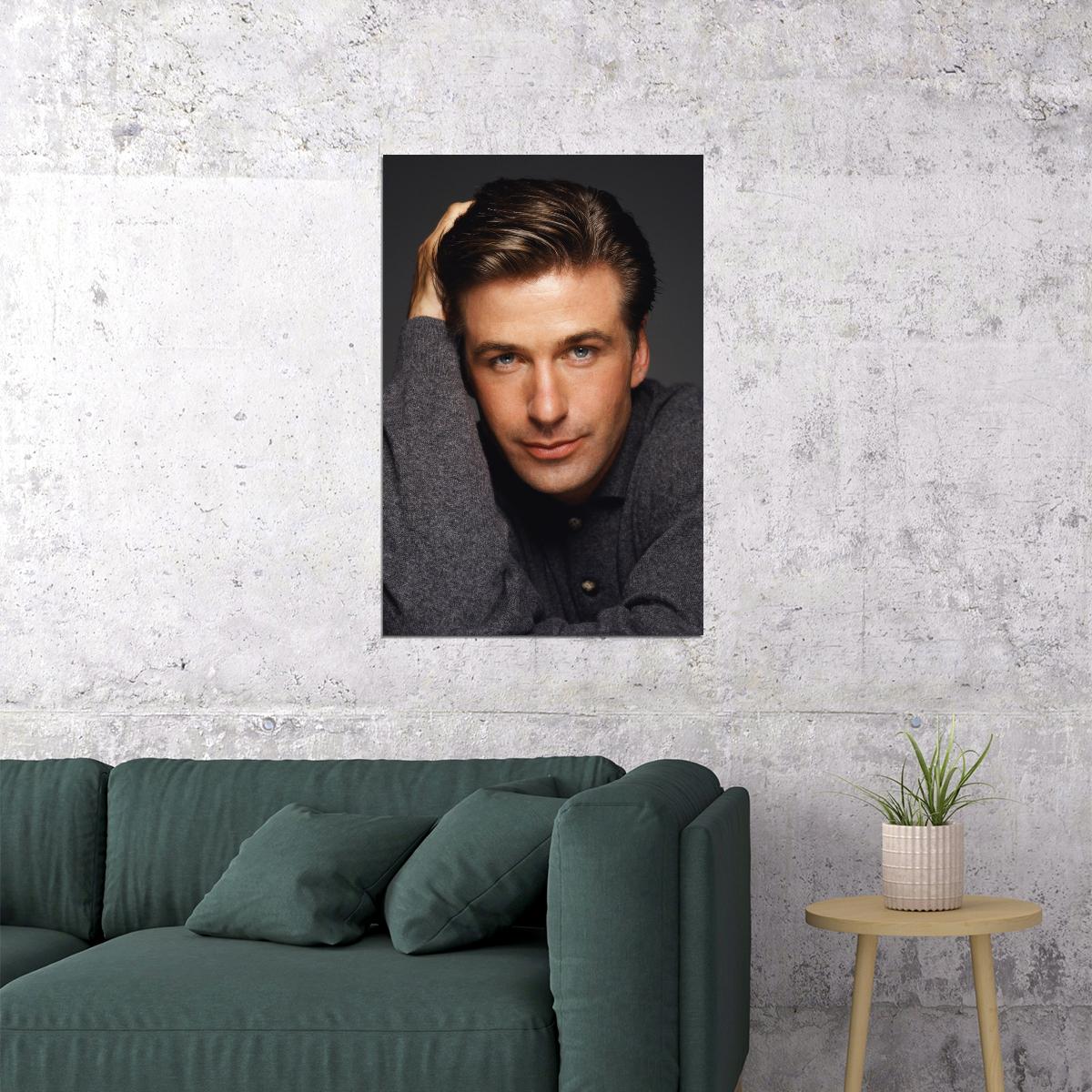 Alec Baldwin Elegant Portrait Poster Hollywood Actor Vintage Glamour Look Classic Wall Art Print Old Hollywood Aesthetic Wall Decor