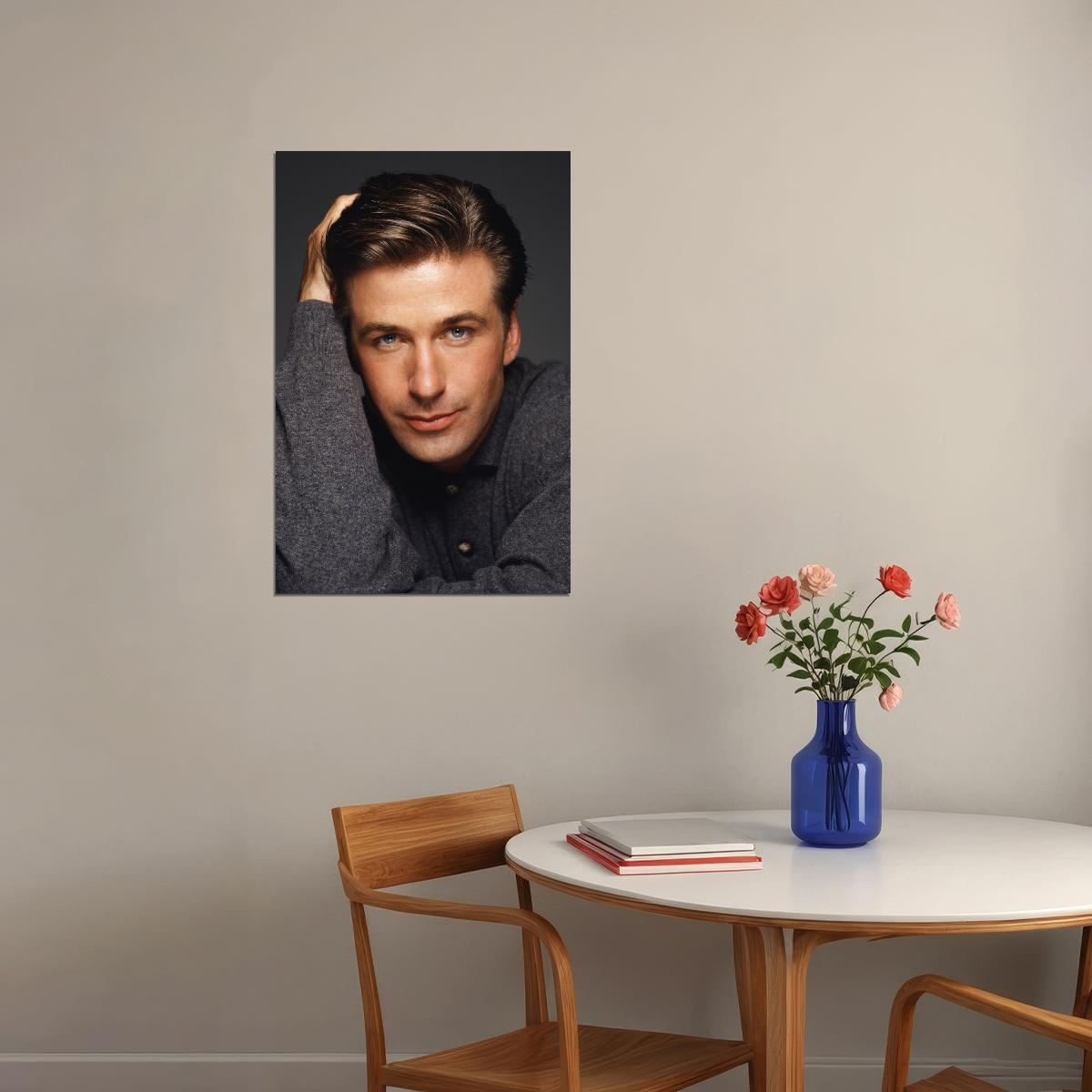 Alec Baldwin Elegant Portrait Poster Hollywood Actor Vintage Glamour Look Classic Wall Art Print Old Hollywood Aesthetic Wall Decor