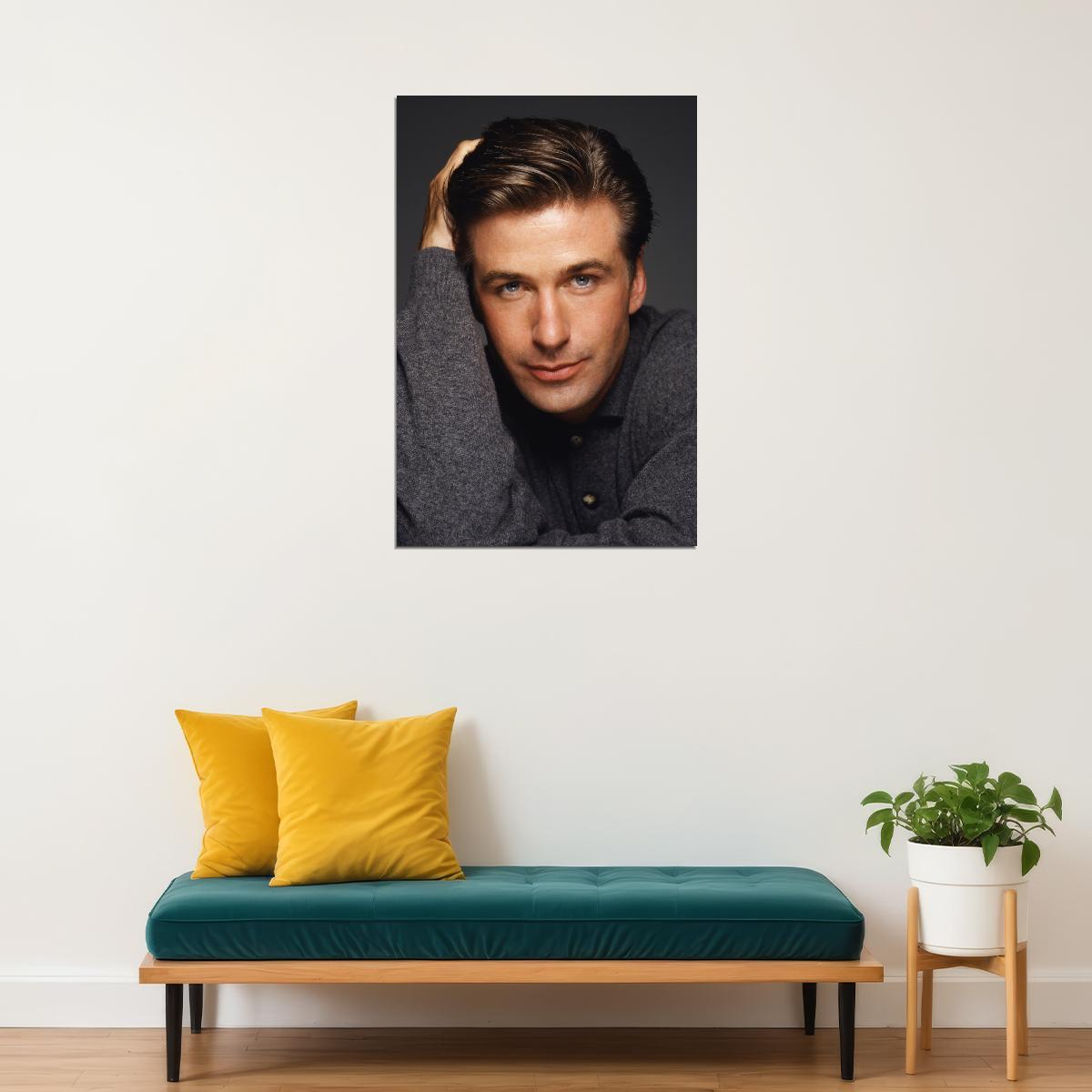 Alec Baldwin Elegant Portrait Poster Hollywood Actor Vintage Glamour Look Classic Wall Art Print Old Hollywood Aesthetic Wall Decor