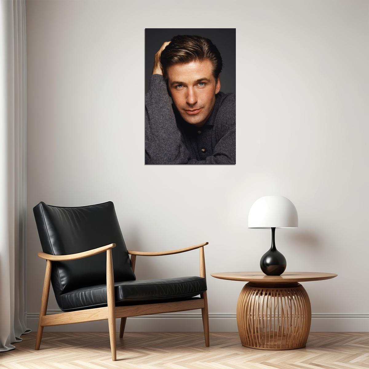 Alec Baldwin Elegant Portrait Poster Hollywood Actor Vintage Glamour Look Classic Wall Art Print Old Hollywood Aesthetic Wall Decor
