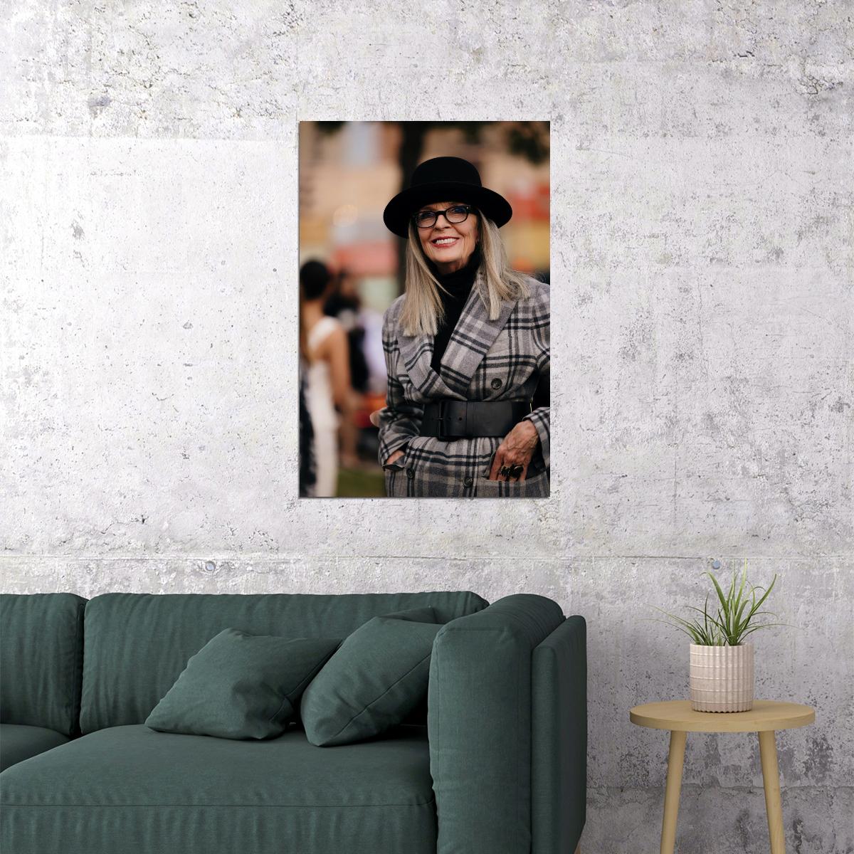 Diane Keaton Classic Fashion Icon Poster Iconic Actress Timeless Hollywood Style Glamorous Wall Art Print Old Hollywood Aesthetic Wall Decor