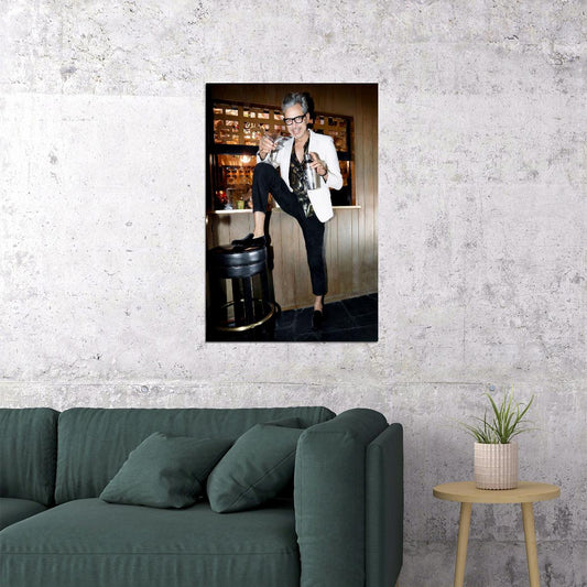 Jeff Goldblum Modern Portrait Poster Stylish Hollywood Actor Recent Photo Glamorous Look Fashion Icon Wall Art Print Old Hollywood Aesthetic Wall Decor - xonomax