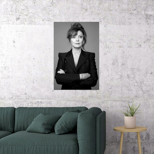 Susan Sarandon Modern Portrait Poster Recent Photo Hollywood Legend Black And White Classic Style Wall Art Print Old Hollywood Aesthetic Wall Decor - xonomax