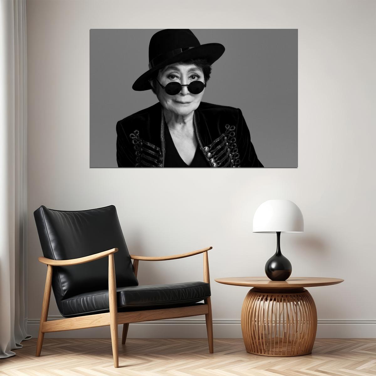 Yoko Ono Modern Portrait Poster Legendary Artist Recent Glamorous Photo Cultural Icon Wall Art Print Old Hollywood Aesthetic Wall Decor