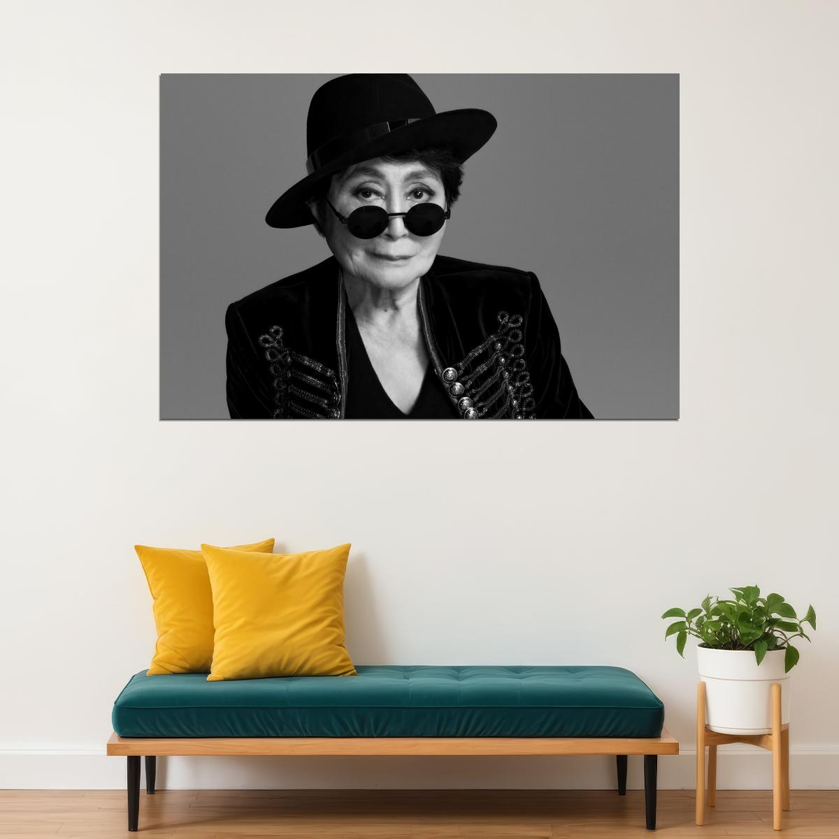 Yoko Ono Modern Portrait Poster Legendary Artist Recent Glamorous Photo Cultural Icon Wall Art Print Old Hollywood Aesthetic Wall Decor