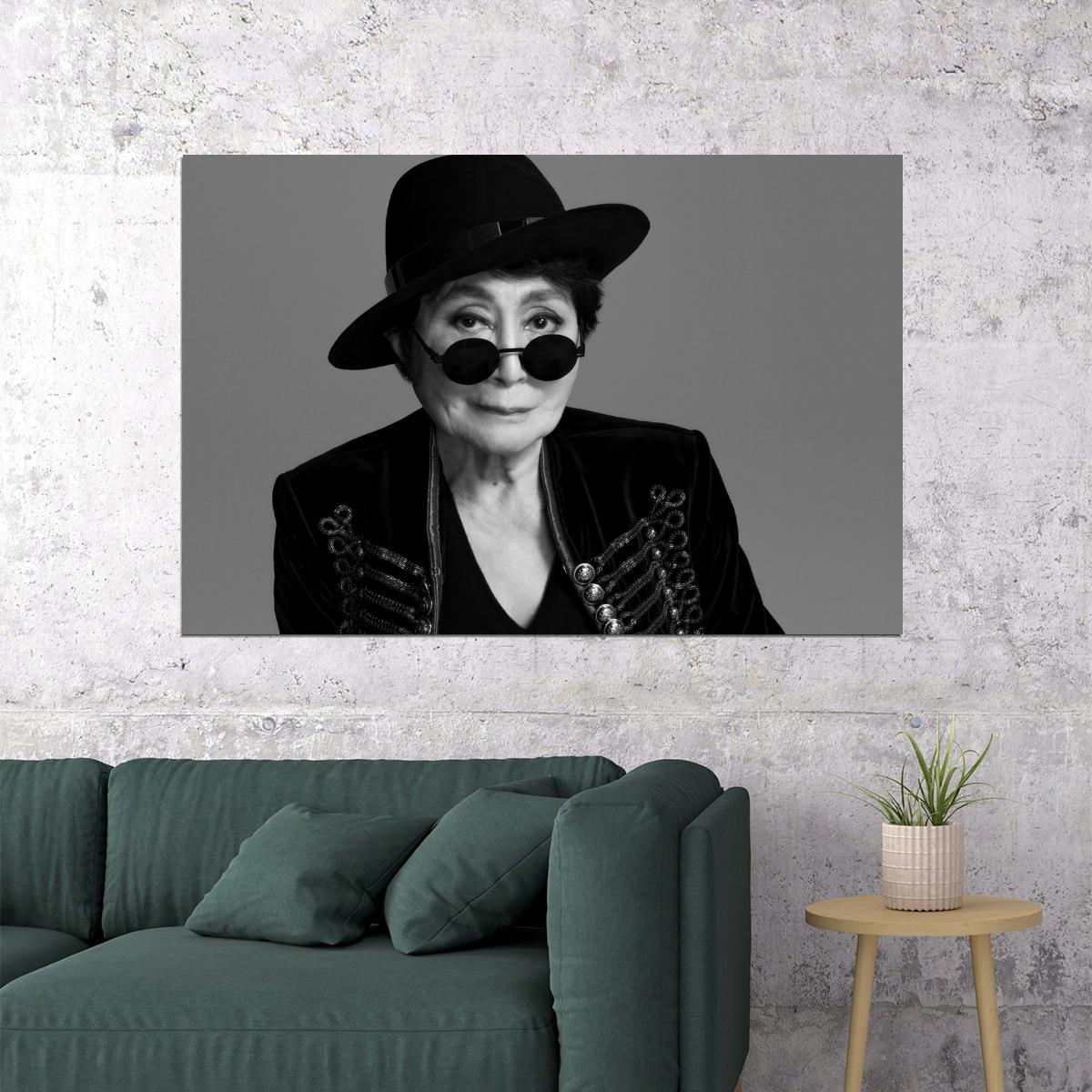 Yoko Ono Modern Portrait Poster Legendary Artist Recent Glamorous Photo Cultural Icon Wall Art Print Old Hollywood Aesthetic Wall Decor