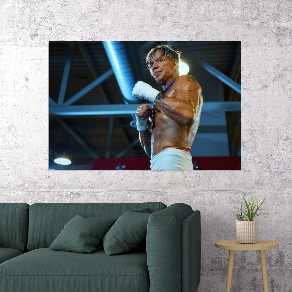 Mickey Mickey Rourke Boxing Career Portrait Poster 1990s Iconic Hollywood Actor Fighter Glamorous Sports Photo Wall Art Print Old Hollywood Aesthetic Wall Decor - xonomax