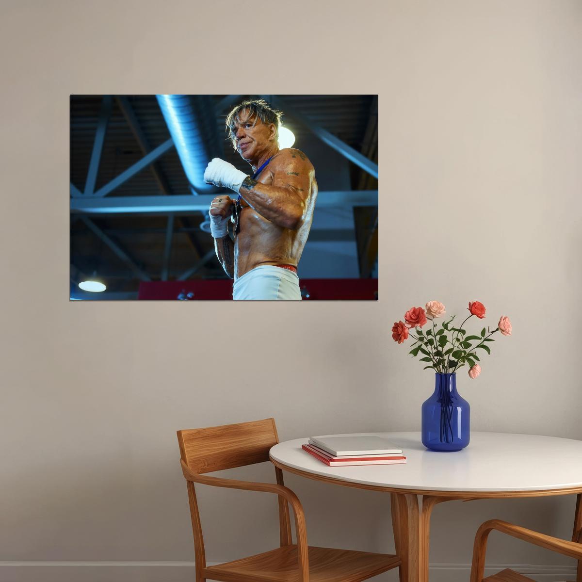 Mickey Mickey Rourke Boxing Career Portrait Poster 1990s Iconic Hollywood Actor Fighter Glamorous Sports Photo Wall Art Print Old Hollywood Aesthetic Wall Decor - xonomax