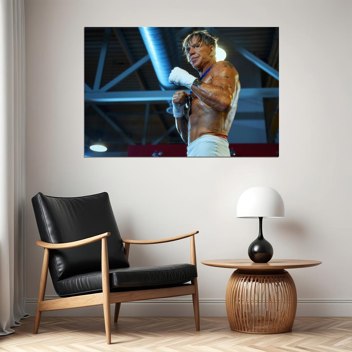 Mickey Mickey Rourke Boxing Career Portrait Poster 1990s Iconic Hollywood Actor Fighter Glamorous Sports Photo Wall Art Print Old Hollywood Aesthetic Wall Decor - xonomax