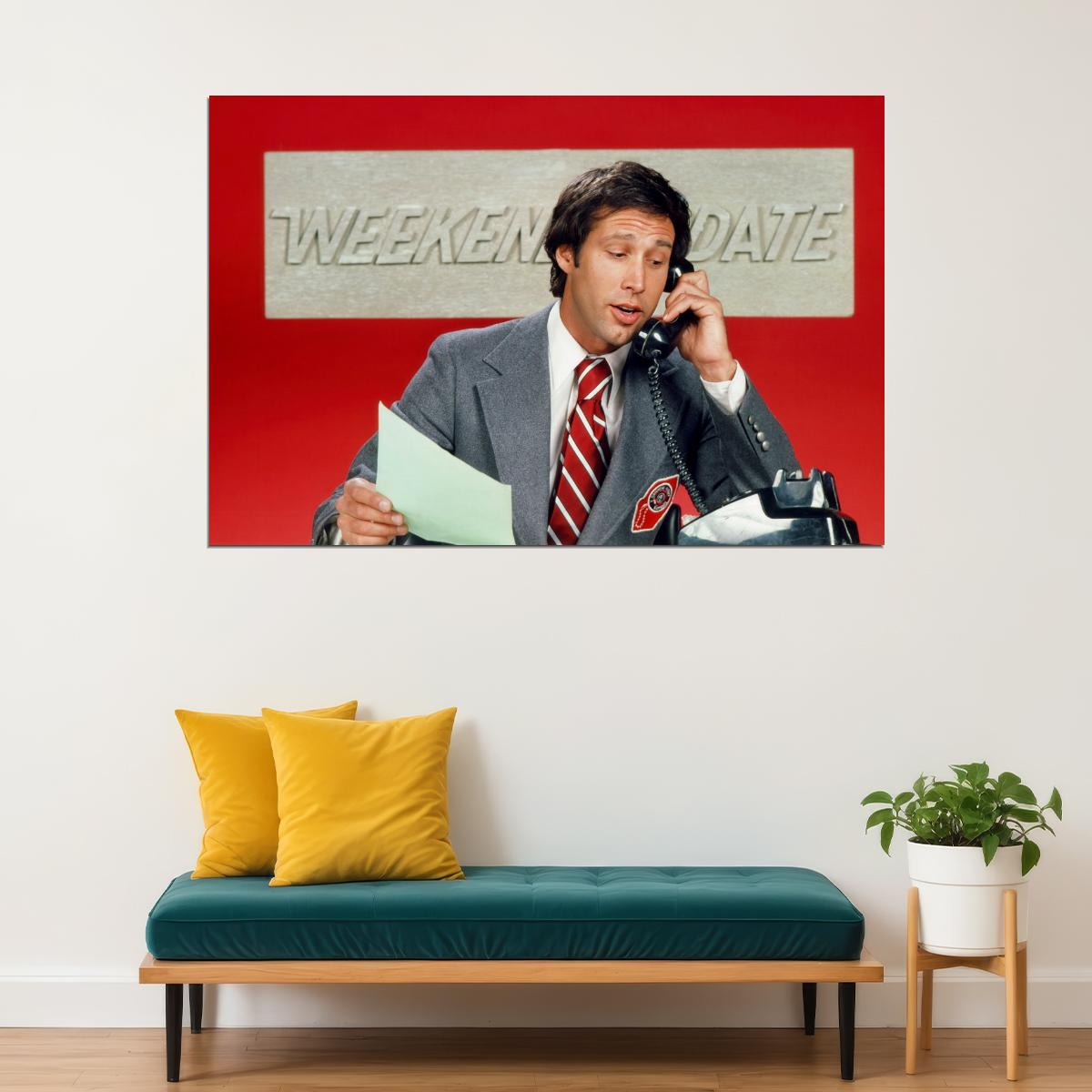 Chevy Chase Weekend Update Poster Saturday Night Live Classic Sketch Comedy 1970s Hollywood Icon Wall Art Print Old Hollywood Aesthetic Wall Decor - xonomax