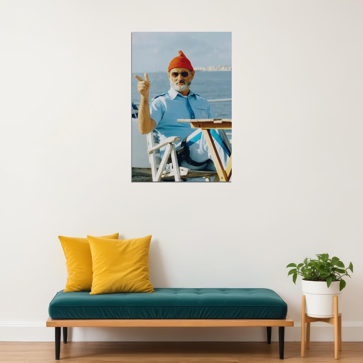 Bill Murray The Life Aquatic with Steve Zissou Poster 2004 Iconic Comedy Film Classic Hollywood Actor Wall Art Print Old Hollywood Aesthetic Wall Decor - xonomax