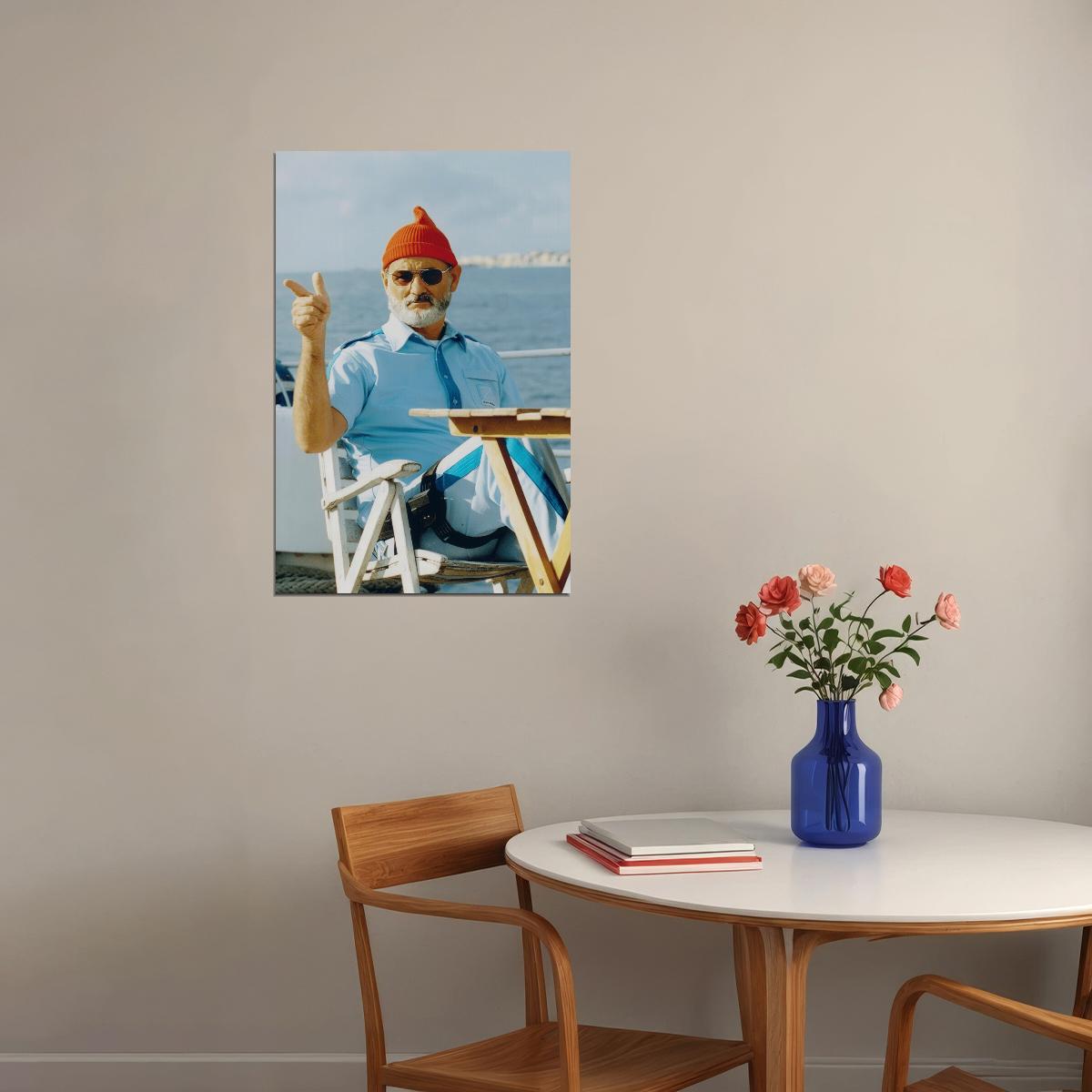 Bill Murray The Life Aquatic with Steve Zissou Poster 2004 Iconic Comedy Film Classic Hollywood Actor Wall Art Print Old Hollywood Aesthetic Wall Decor - xonomax
