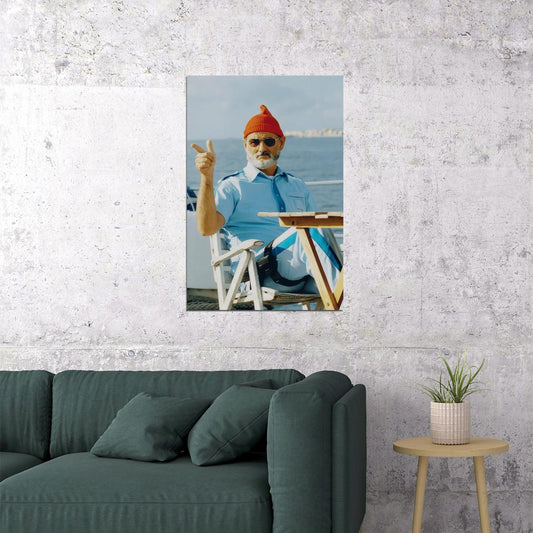 Bill Murray The Life Aquatic with Steve Zissou Poster 2004 Iconic Comedy Film Classic Hollywood Actor Wall Art Print Old Hollywood Aesthetic Wall Decor - xonomax