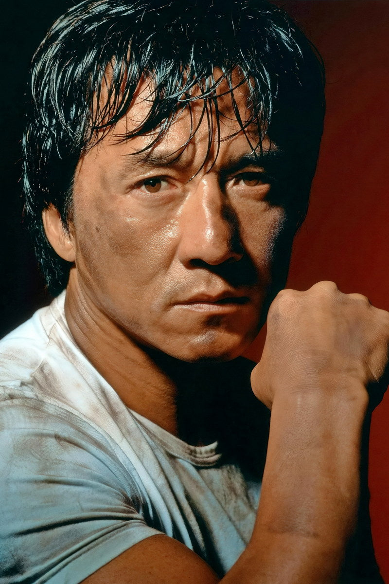 Jackie Chan Modern Portrait Poster Iconic Action Film Star Legendary Martial Artist Hollywood Actor Wall Art Print Old Hollywood Aesthetic Wall Decor - xonomax