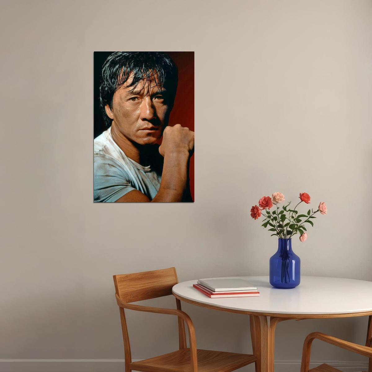 Jackie Chan Modern Portrait Poster Iconic Action Film Star Legendary Martial Artist Hollywood Actor Wall Art Print Old Hollywood Aesthetic Wall Decor - xonomax