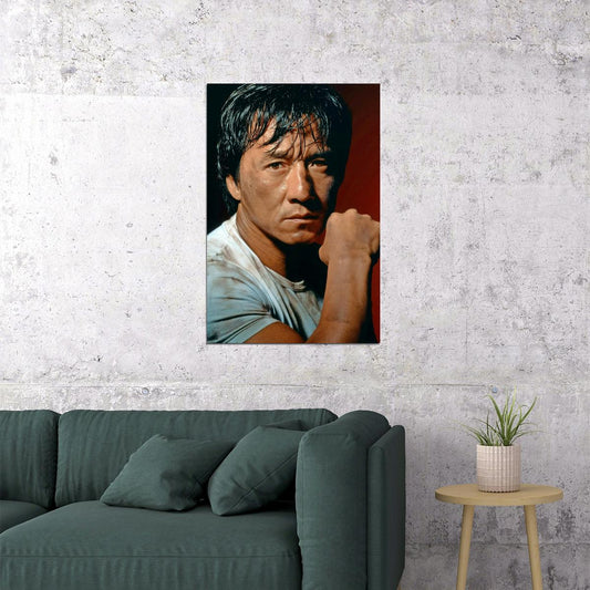 Jackie Chan Modern Portrait Poster Iconic Action Film Star Legendary Martial Artist Hollywood Actor Wall Art Print Old Hollywood Aesthetic Wall Decor - xonomax